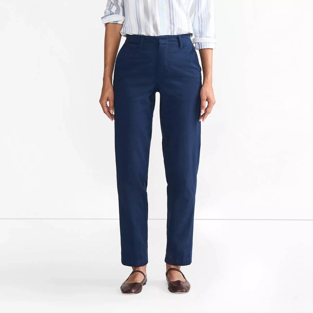 Lands End‎ Women Navy Blue Chino Straight Leg Pants Size 6